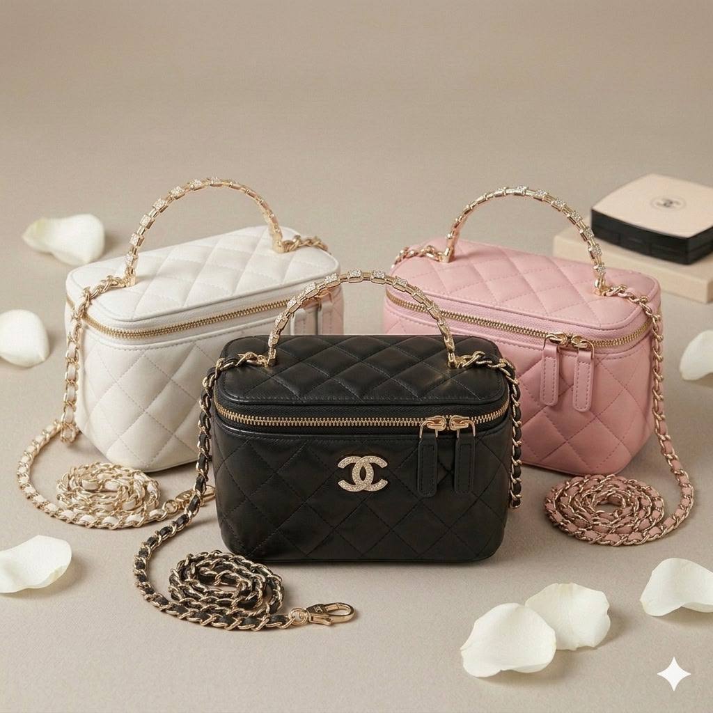 CHANEL Top Handle
Vanity Diamond design
Lambskin Leather Material
With Mirror inside
With BOX🎁
Size : 18 cm
110 dhs✅
Zain239
♥️♥️♥️