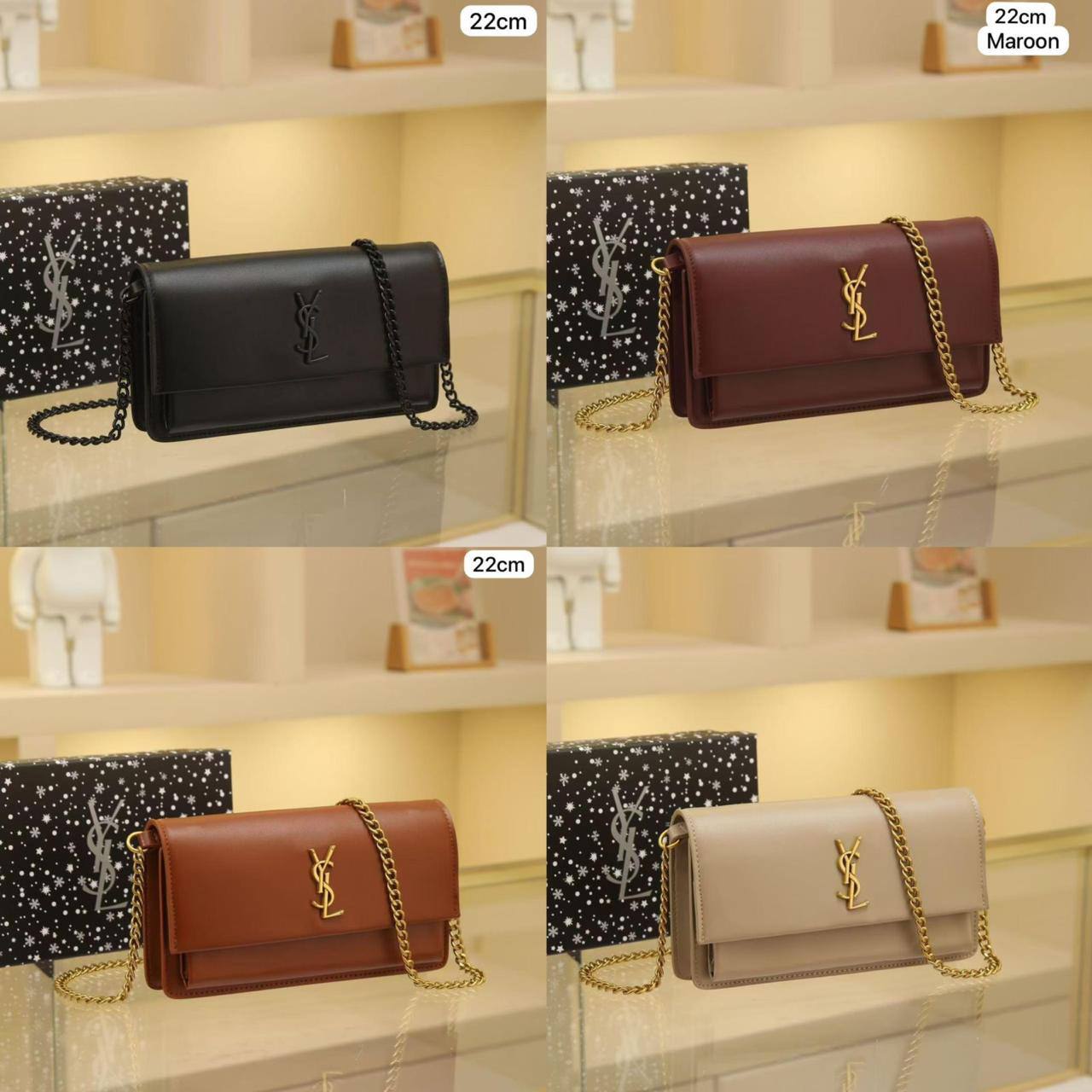 🌼 YSL Sunset
1️⃣ First quality +🎁
Size : 22 * 14 * 6 cm
90 dhs✅
with box🎁
Zain115
♥️♥️♥️
