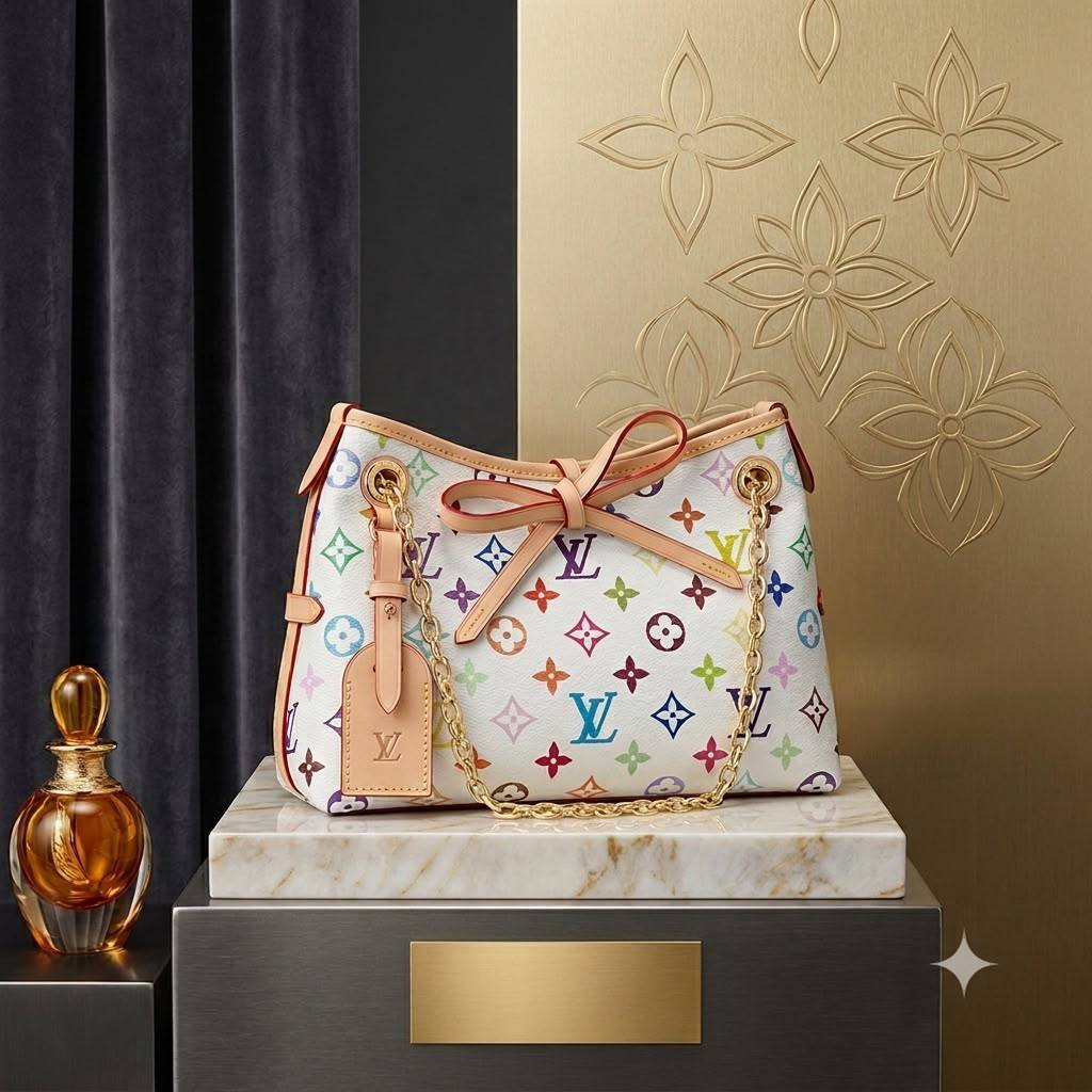 LV
Tarakashi Murakami
Mini Carry All Tote Bag PM
Gold Chain Strap
With FOLDED BOX
Size : 26 cm
110 dhs✅
Zain239
♥️♥️♥️
