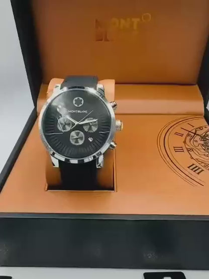 Mont blanc Men
*chronograph working*
*offer price 
55 dhs🪙🌨️

Zain08
♥️♥️♥️