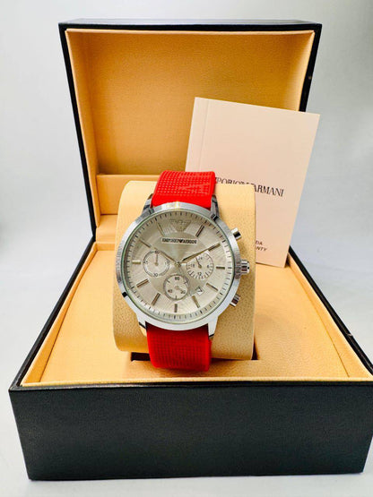 Armani Men
*chronograph working*
*Offer price 
45 dhs✅

Zain08
♥️♥️♥️