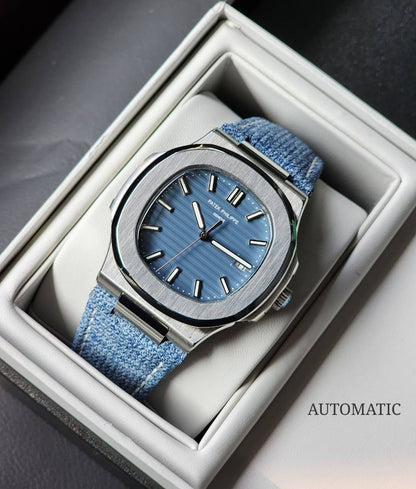 Patek Philippe denim 
watch for men good quality automatic 
340 dhs💓

Zain59
♥️♥️♥️