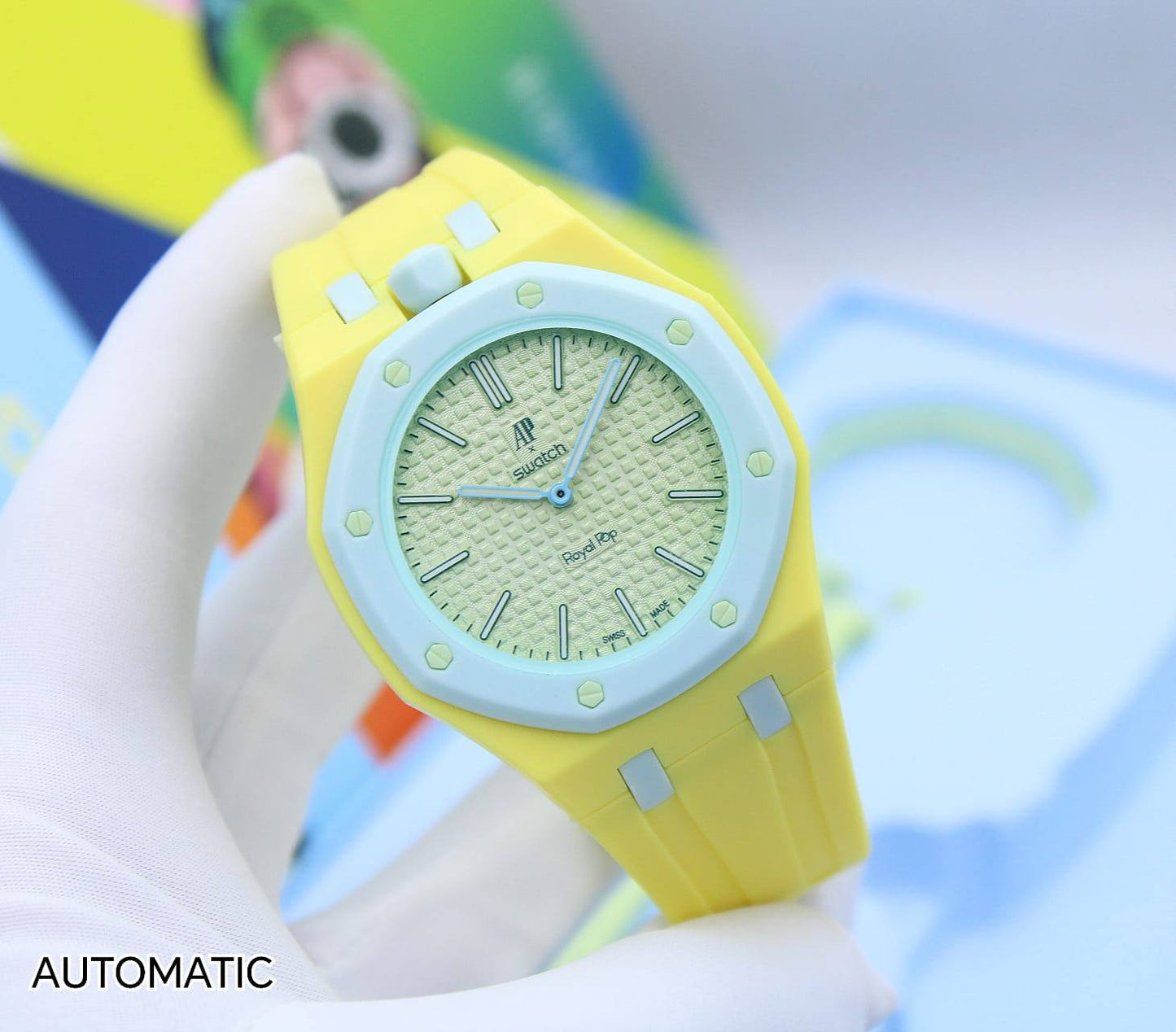 AUDEMARS PIGUET SWATCH
Master
     *ROYAL POP*
*AUTOMATIC*
350 dhs✅

Zain304
♥️♥️♥️