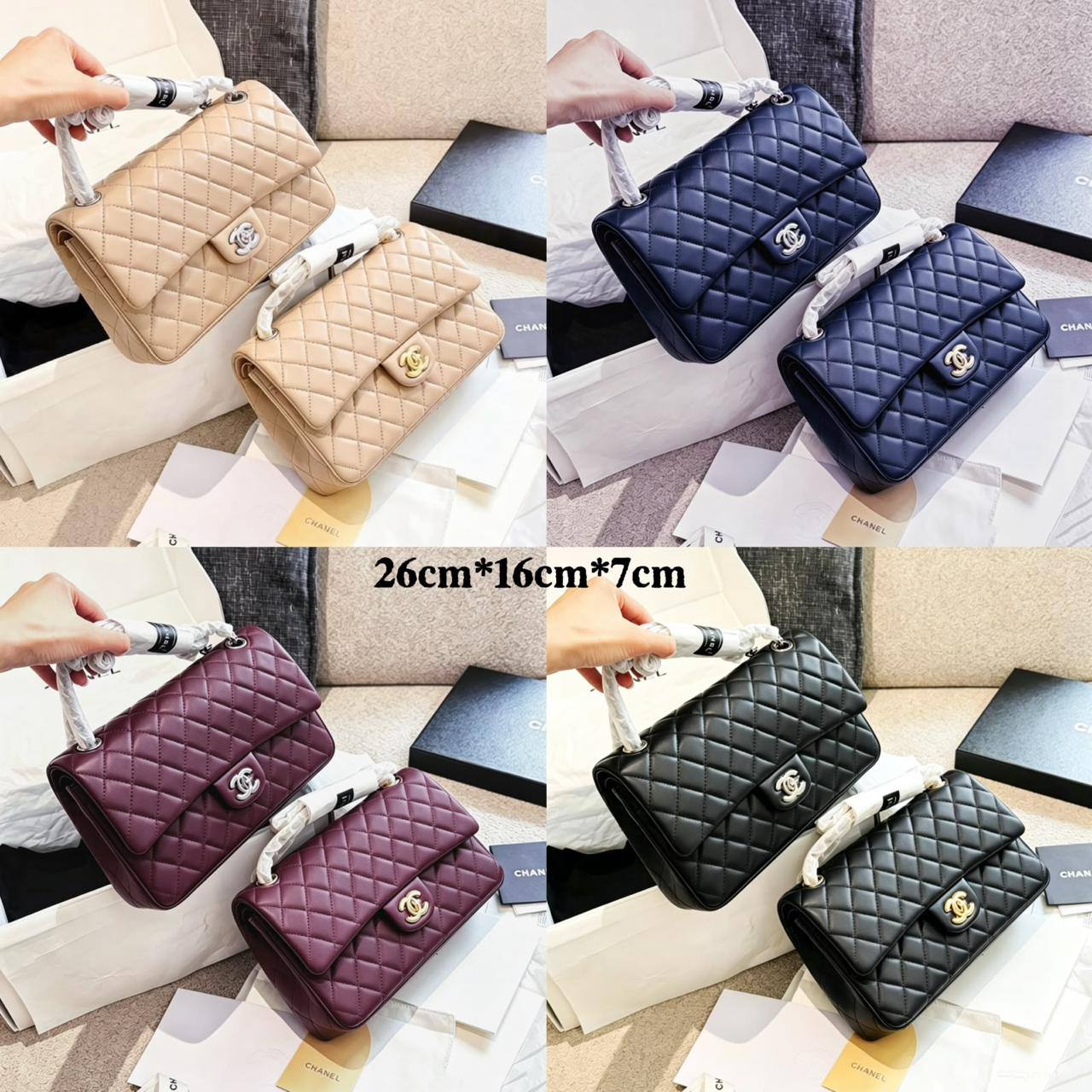 CHANEL NEW CAME HIGH QUALITY WITH FOLDING BOX 
130 dhs🇦🇪🇦🇪
(caviar)

Zain295
♥️♥️♥️