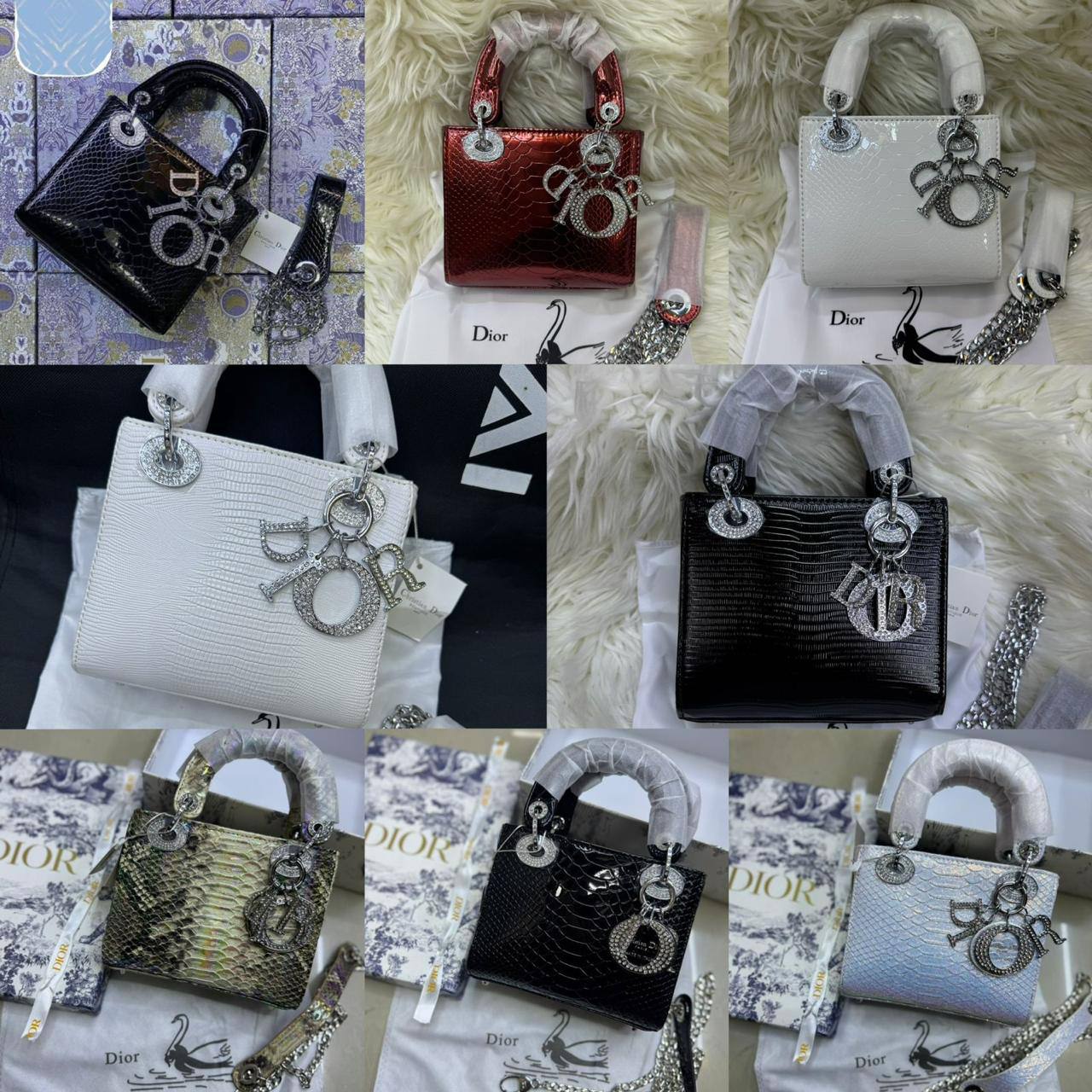 💎 Lady Dior 
1️⃣ First quality +🎁
Logo with diamond💎
Size : 18 * 14 * 7 cm
110 dhs✅
with box 🎁

Zain115
♥️♥️♥️
