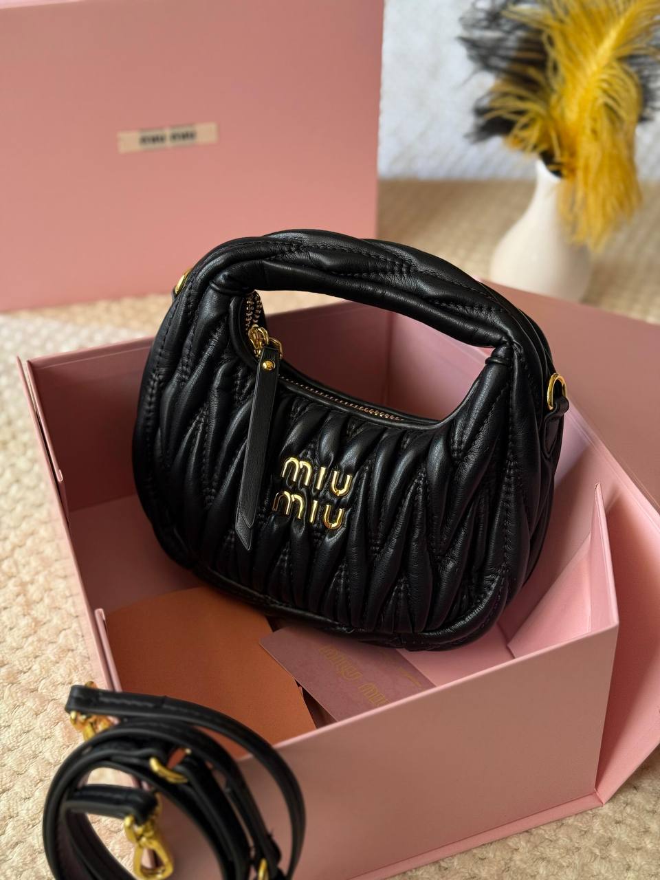 Available Again✨✨✨
MIU MIU

18cm
280 dhs🪙🌺

22cm
300 dhs🪙🌺

Top quality 
With box🎁

Zain167
♥️♥️♥️