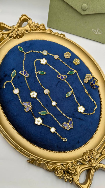 VCA Set
*Master Quality* 
*With Rose Gold* 
*With Gold* 
*Necklace, Earrings, Bracelet & Finger Ring*
420 dhs✅ with Good Box 🎁 
500 dhs✅ with Master Box 🎁

Zain210
♥️♥️♥️