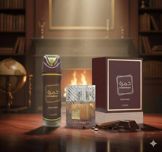 khmara gawa 
perfumes
and body spray combo 
90 dhs🪙🌨️

Zain60
♥️♥️♥️