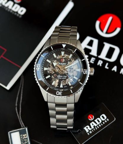 Rado Captain Cook Skeleton 
watch for men good quality automatic 
300 dhs🪙

Zain59
♥️♥️♥️