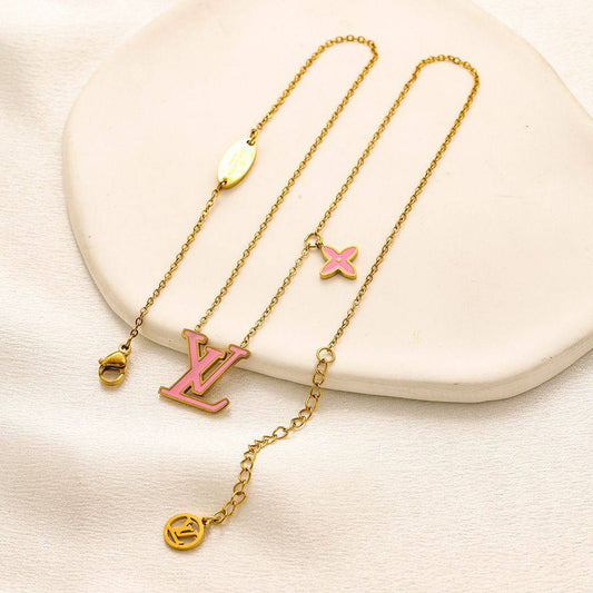 New arrival LV stainless steel with 18k gold plated necklace 
Offer price 
30 dhs🪙💚 / pc without box 
40 dhs🪙💚 / pc with LV box and paperbag

Zain243
♥️♥️♥️