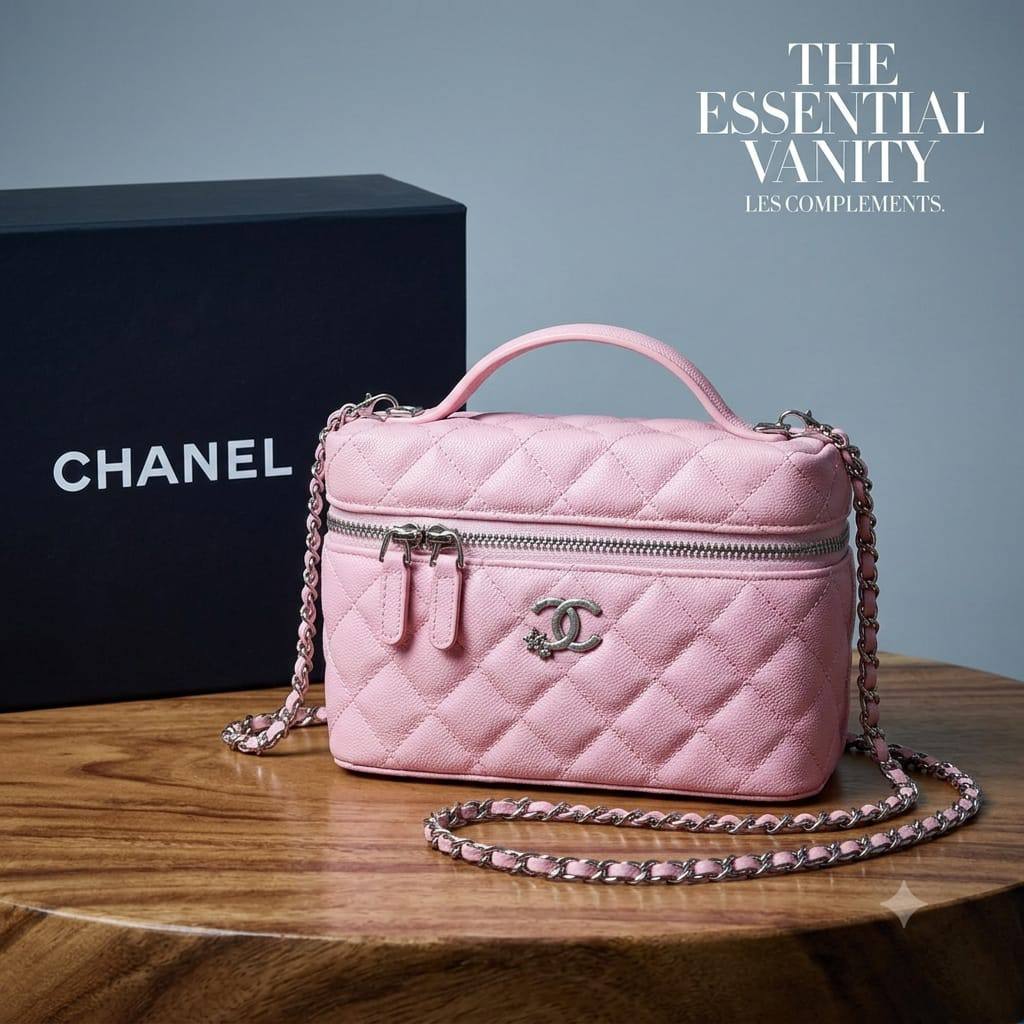 CHANEL Vanity Bag
Grained leather Material
Silver Hardware
With long chain belt strap
Size : 19 cm
With BOX

100 dhs💓

Zain239
♥️♥️♥️
