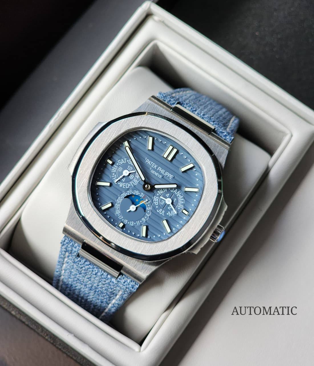 Patek Philippe denim 
watch for men good quality automatic 
350 dhs💓

Zain59
♥️♥️♥️