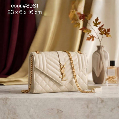 YSL - Yves Saint Laurent
ᴇɴᴠᴇʟᴏᴘᴇ sʟɪɴɢ ʙᴀɢ
ǫᴜɪʟᴛᴇᴅ ʙʟᴀᴄᴋ ʟᴇᴀᴛʜᴇʀ
ɢᴏʟᴅ - ᴛᴏɴᴇᴅ ʜᴀʀᴅᴡᴀʀᴇ
sɪᴢᴇ :23 cm
ᴡɪᴛʜ BOX
🎁🎁🎁

75 dhs✅

Zain31
♥️♥️♥️