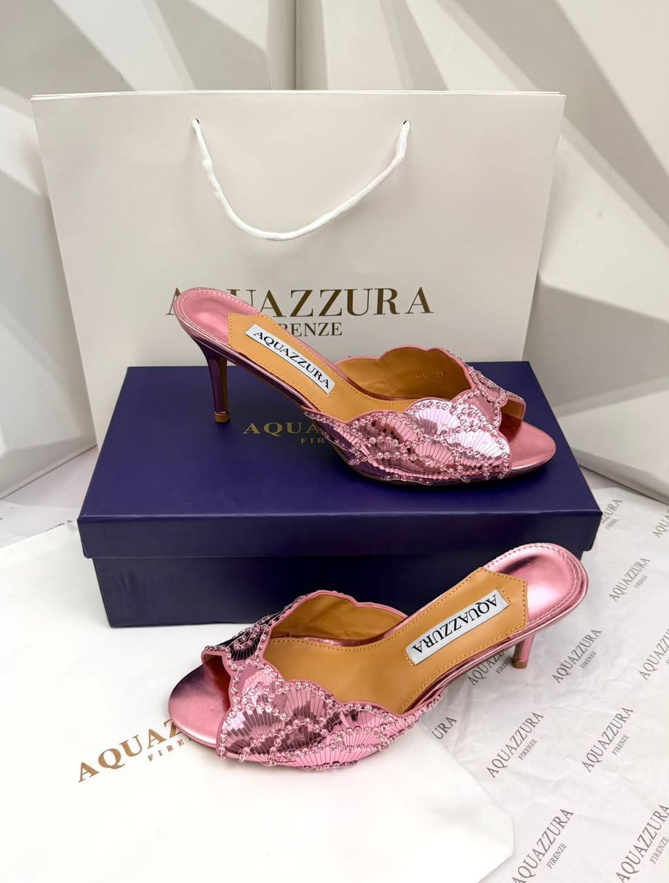 AQUAZZURA 
MASTER QUALITY 😍
SIZE 36-41 AVAILABLE 
280 dhs💓

Zain88
♥️♥️♥️