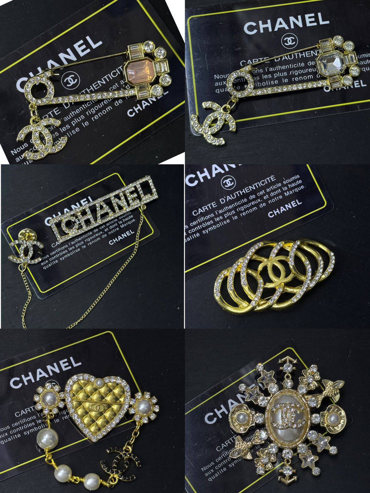 BROOCH Jewelry 🔥*
Non tarnish 💯
good quality 💯
With black boxes 🗃️ 
20 dhs❣️
With normal boxes 📦 
And paper bag🛍️
30 dhs❣️

Zain216
♥️♥️♥️