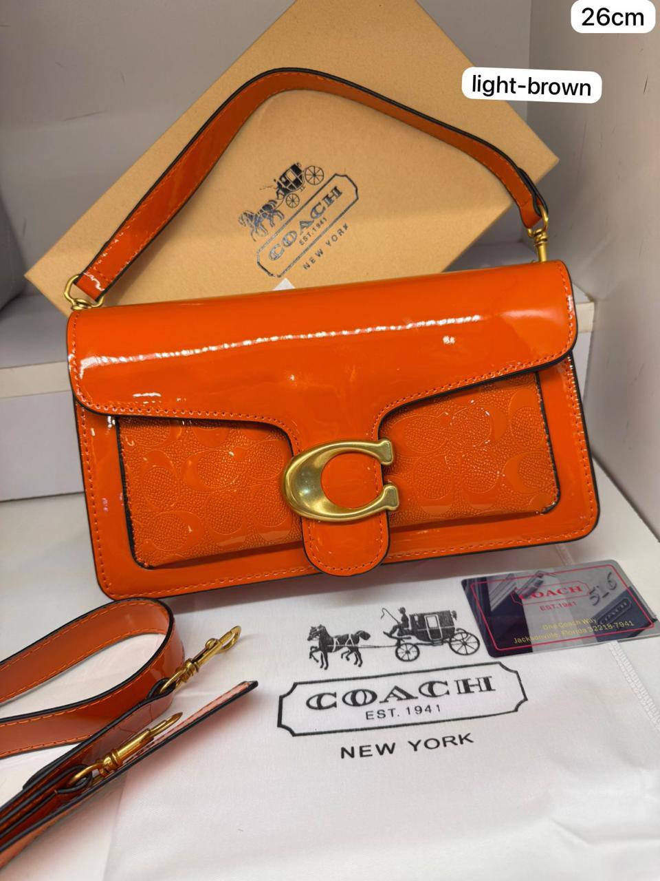 🌷 Coach Tabby
1️⃣ First quality ＋🎁
Size : 26 * 14 * 8.2 cm
90 dhs✅
with box🎁

Zain115
♥️♥️♥️