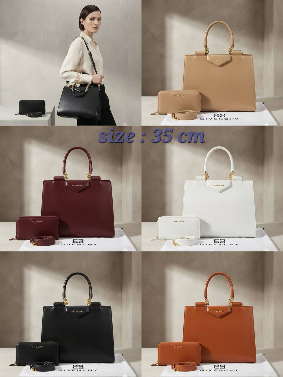 GIVENCHY Antigona Handbag
With Zipper Long Wallet
And Long Belt Strap
Gold Hardware
Size : 35 cm

100 DHS🇦🇪🇦🇪

Zain239
♥️♥️♥️