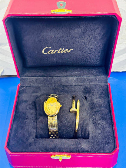 Cartier ladies 
good quality watch 
with bangel with original box 
🎁🎁🎁

140 dhs❣️

Zain08
♥️♥️♥️