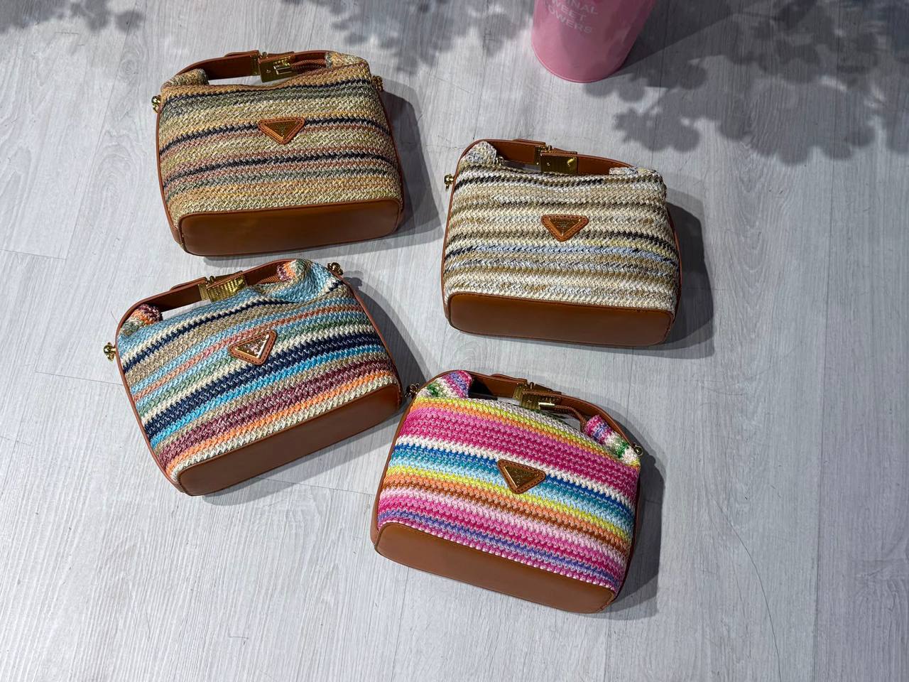 PRADA 
Rainbow beach bag 
21 cm
95 dhs✅

Zain254
♥️♥️♥️