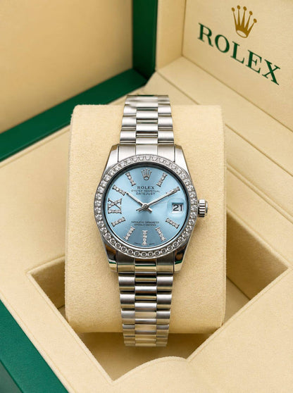 Rolex watch for ladies good quality 
160 dhs✅
 (size 31mm)

Zain59
♥️♥️♥️