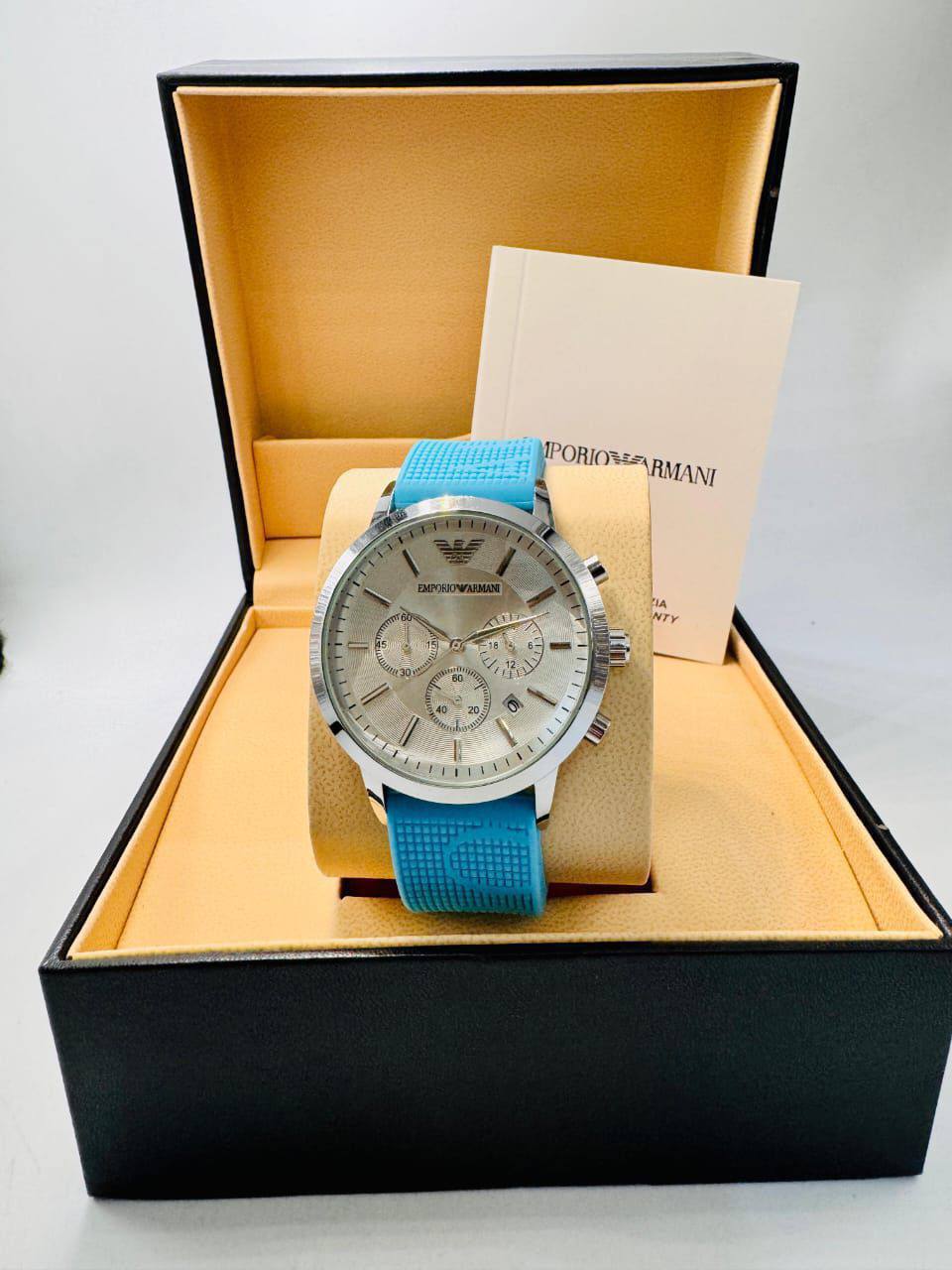 Armani Men
*chronograph working*
*Offer price 
45 dhs✅

Zain08
♥️♥️♥️