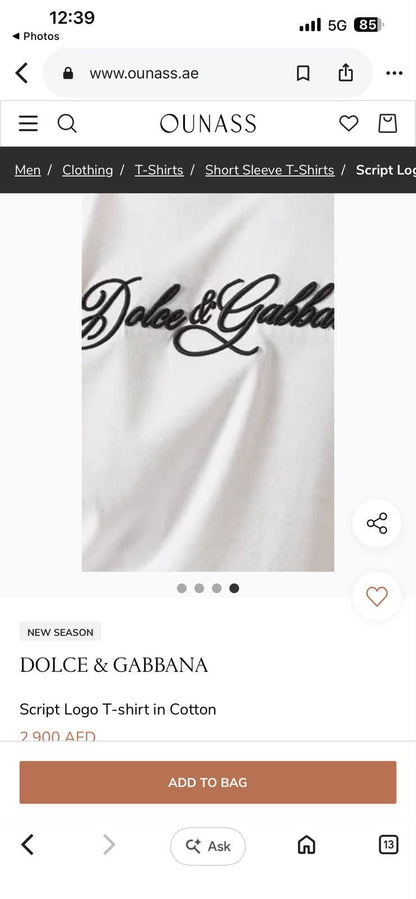 DOLCE&GABBANA❣️
SUPER MASTER QUALITY ✨
SIZE :S M L XL XXL

320 dhs🇦🇪🇦🇪

Zain327
♥️♥️♥️