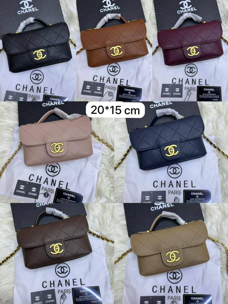 🌟 Chanel 25K
1️⃣ First quality +🎁
Size : 20 * 15 cm

90 dhs🪙🌨️

with box 
🎁🎁🎁

Zain115
♥️♥️♥️