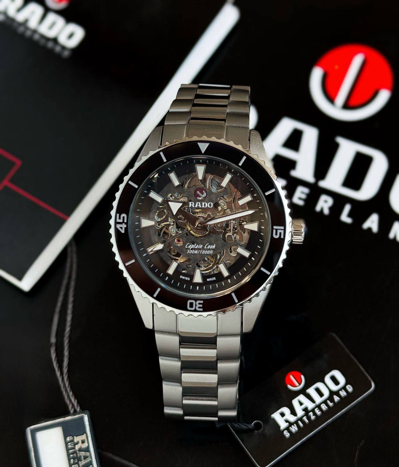 Rado Captain Cook Skeleton 
watch for men good quality automatic 
280 dhs❣️

Zain59
♥️♥️♥️