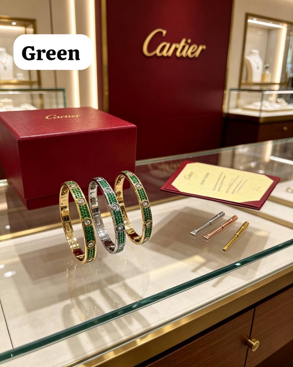 Cartier 
Bangle ✨
Master quality 💯
Size available 👇
16,17,18,19
With normal boxes 📦 
90 dhs🇦🇪🇦🇪

With master box 🗃️ 
140 dhs🇦🇪🇦🇪

Zain216
♥️♥️♥️