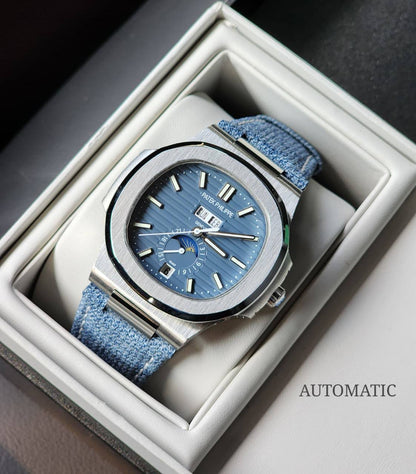 Patek Philippe denim 
watch for men good quality automatic 
350 dhs💓

Zain59
♥️♥️♥️