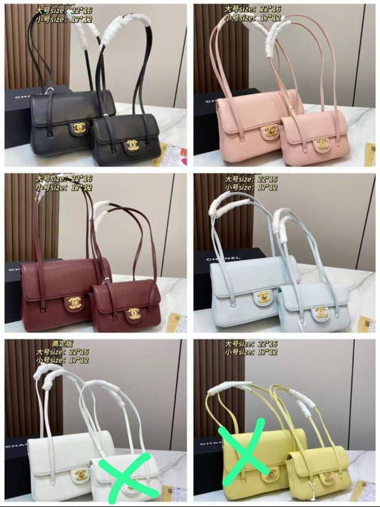 Chanel
COPY 1 
22cm  190 dhs✅
17cm  180 dhs✅
With folding box
🎁🎁🎁

Zain44
♥️♥️♥️