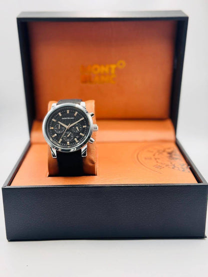 Mont blanc Men
*chronograph working*
*offer price 
55 dhs🪙🌨️

Zain08
♥️♥️♥️