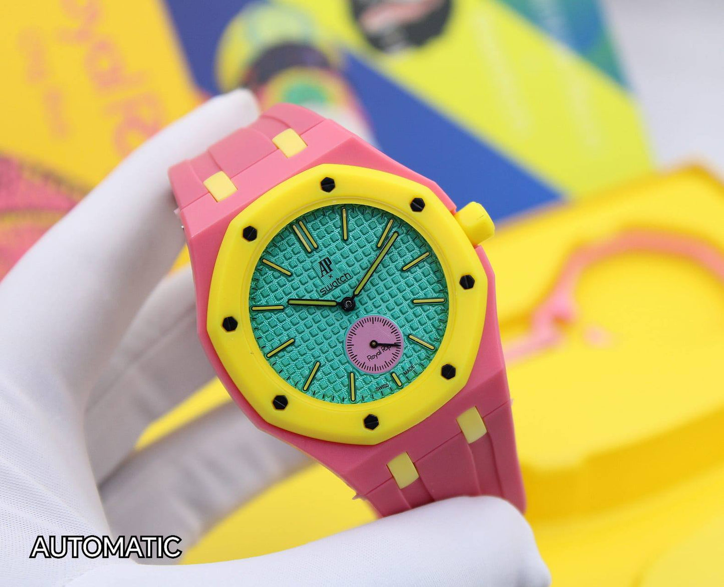 AUDEMARS PIGUET SWATCH
Master
     *ROYAL POP*
*AUTOMATIC*
350 dhs✅

Zain304
♥️♥️♥️