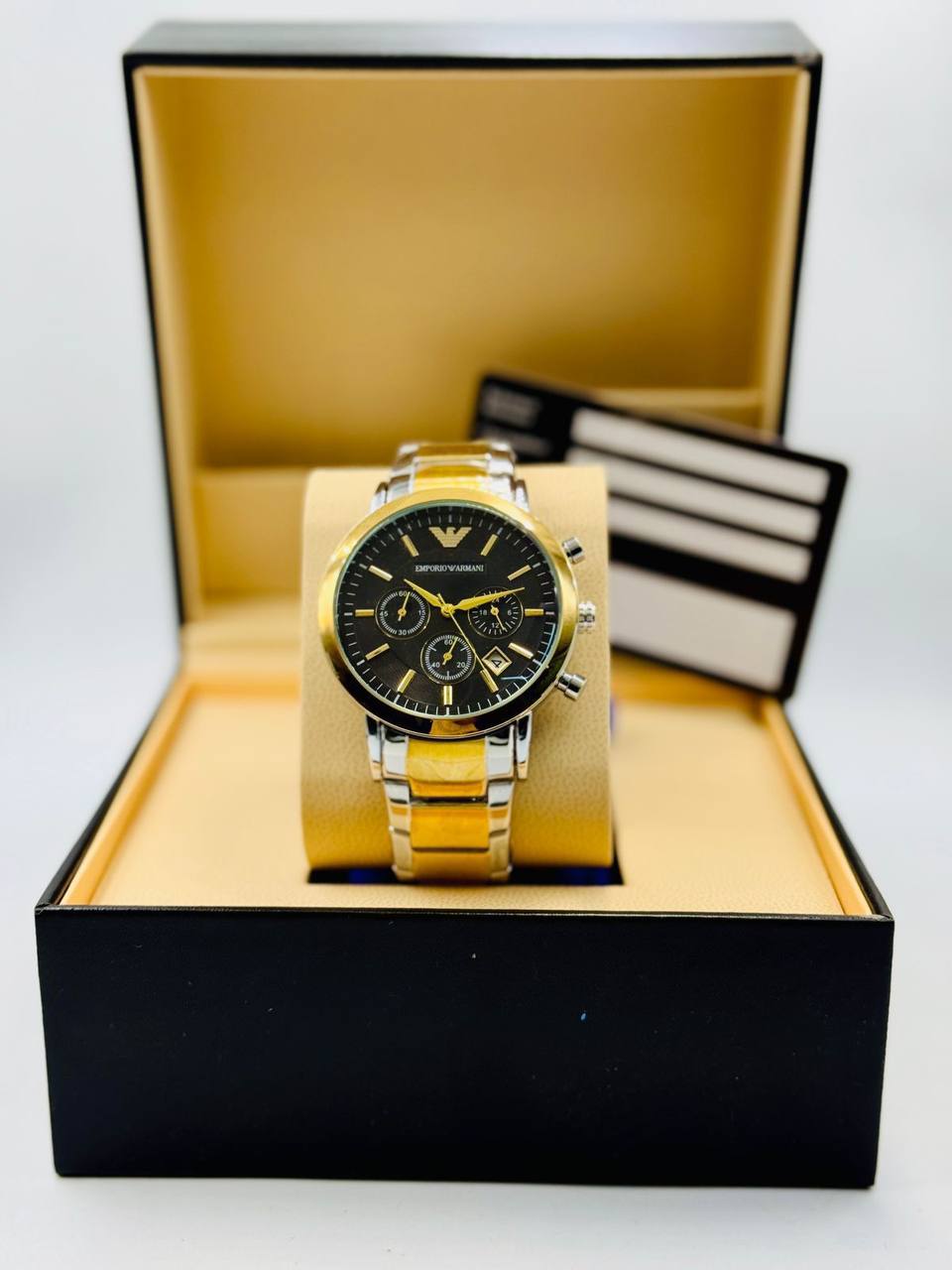 Armani Men*
*chronograph working*
*offer price 
60 dhs💓

Zain08
♥️♥️♥️