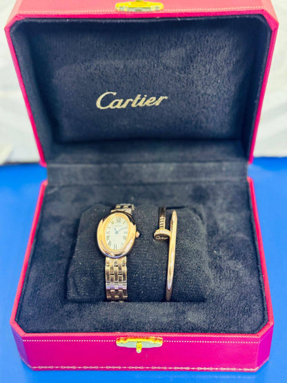 Cartier ladies 
good quality watch 
with bangel with original box 
🎁🎁🎁

140 dhs❣️

Zain08
♥️♥️♥️