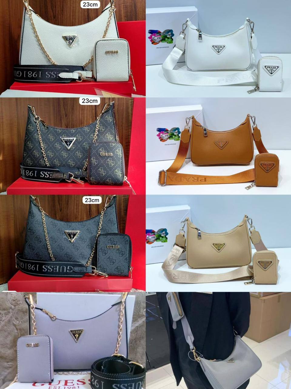 💞 Guess / prada 2 in 1
1⃣️ First quality + 🎁
Size: 23 * 16  cm 
85 dhs✅
with box 🎁

Zain115
♥️♥️♥️