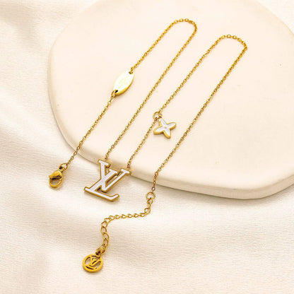 New arrival LV stainless steel with 18k gold plated necklace 
Offer price 
30 dhs🪙💚 / pc without box 
40 dhs🪙💚 / pc with LV box and paperbag

Zain243
♥️♥️♥️