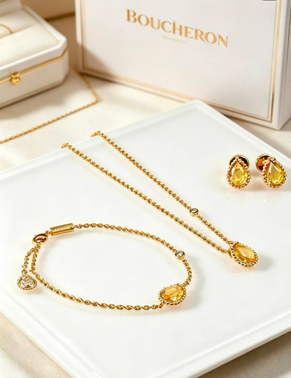 BOUCHRON
SET MASTER💫✨
NECKLACE 
BRACELET 
EARRINGS
WITH NORMAL BOX AND PAPER BAG🎁🛍️
130 DHS🇦🇪🇦🇪

Zain89
♥️♥️♥️