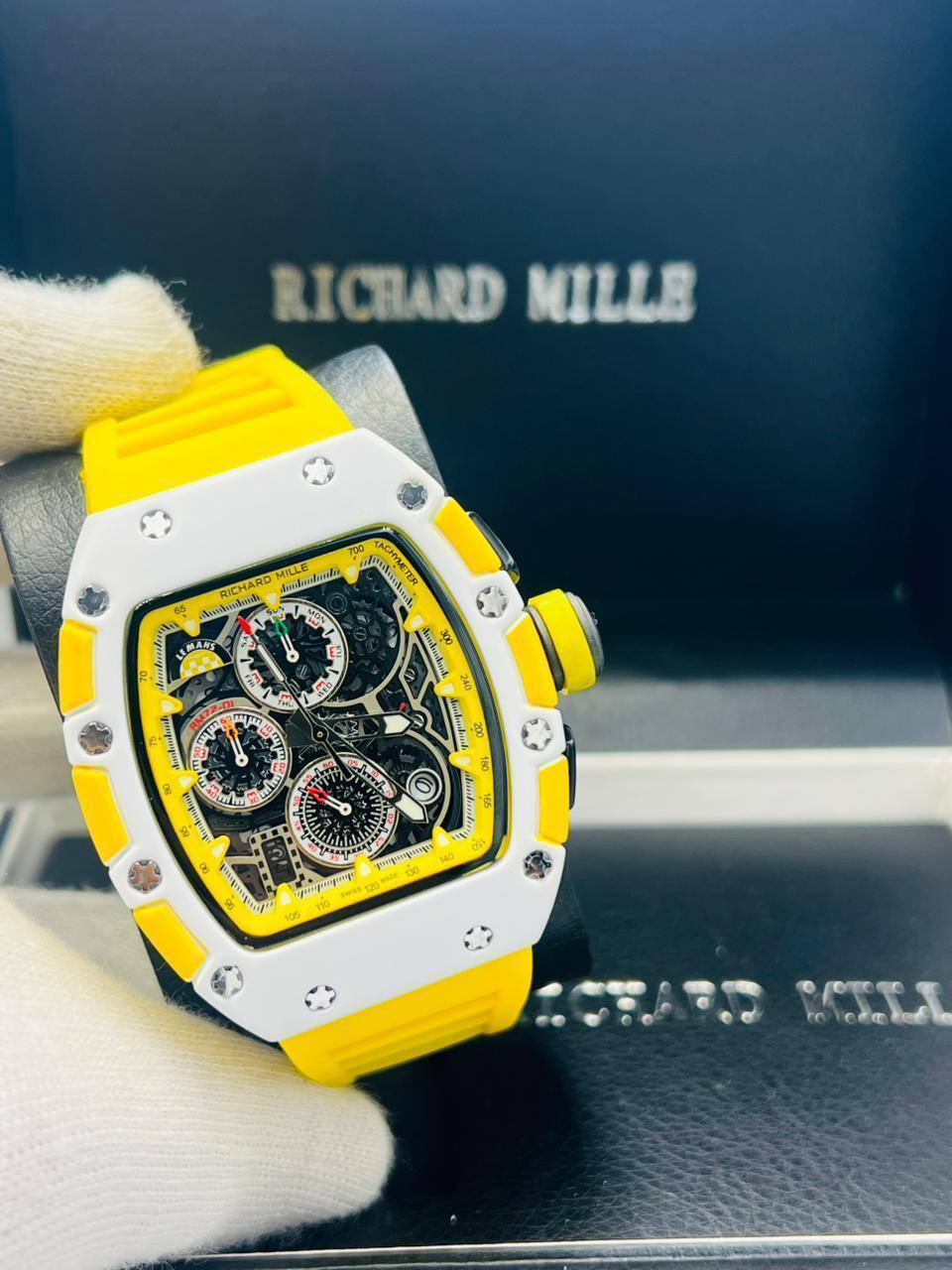 Richard mile
*Chronograph working*
120 dhs✅

Zain29
♥️♥️♥️