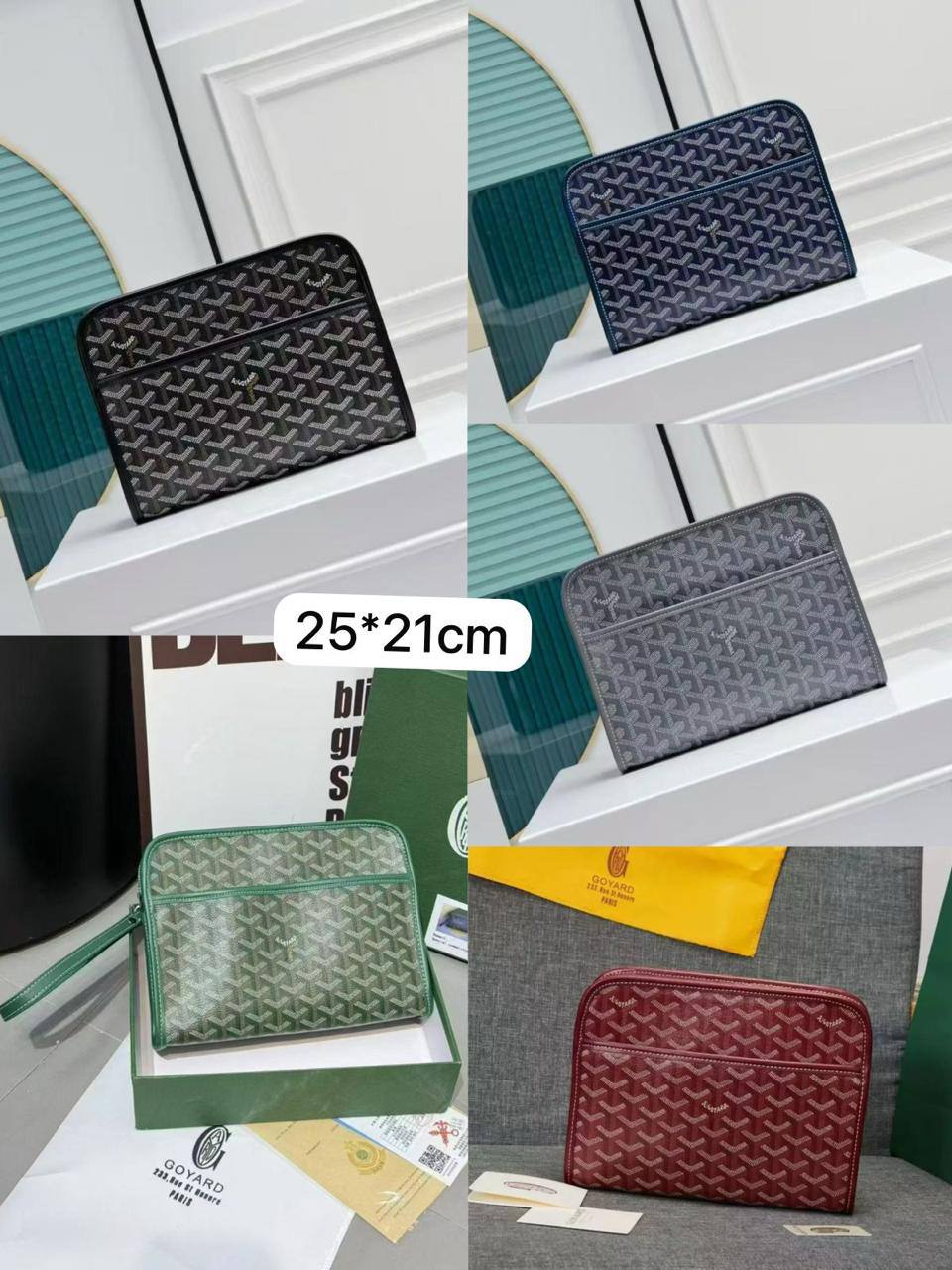 🌈 Goyard Clutch
1️⃣ First quality +🎁
Size : 25 * 21 cm
80 dhs❤️
with box 🎁

Zain115
♥️♥️♥️