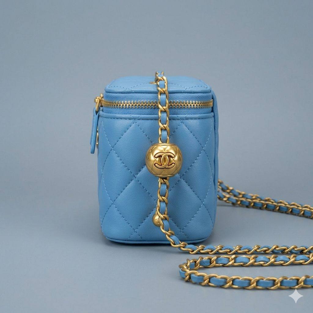 CHANEL Vanity Bag
With Logo Ball Adjustable
Gold chain Leather strap
With Box
🎁🎁🎁

Size : 17 cm

85 dhs✅

Zain239
♥️♥️♥️