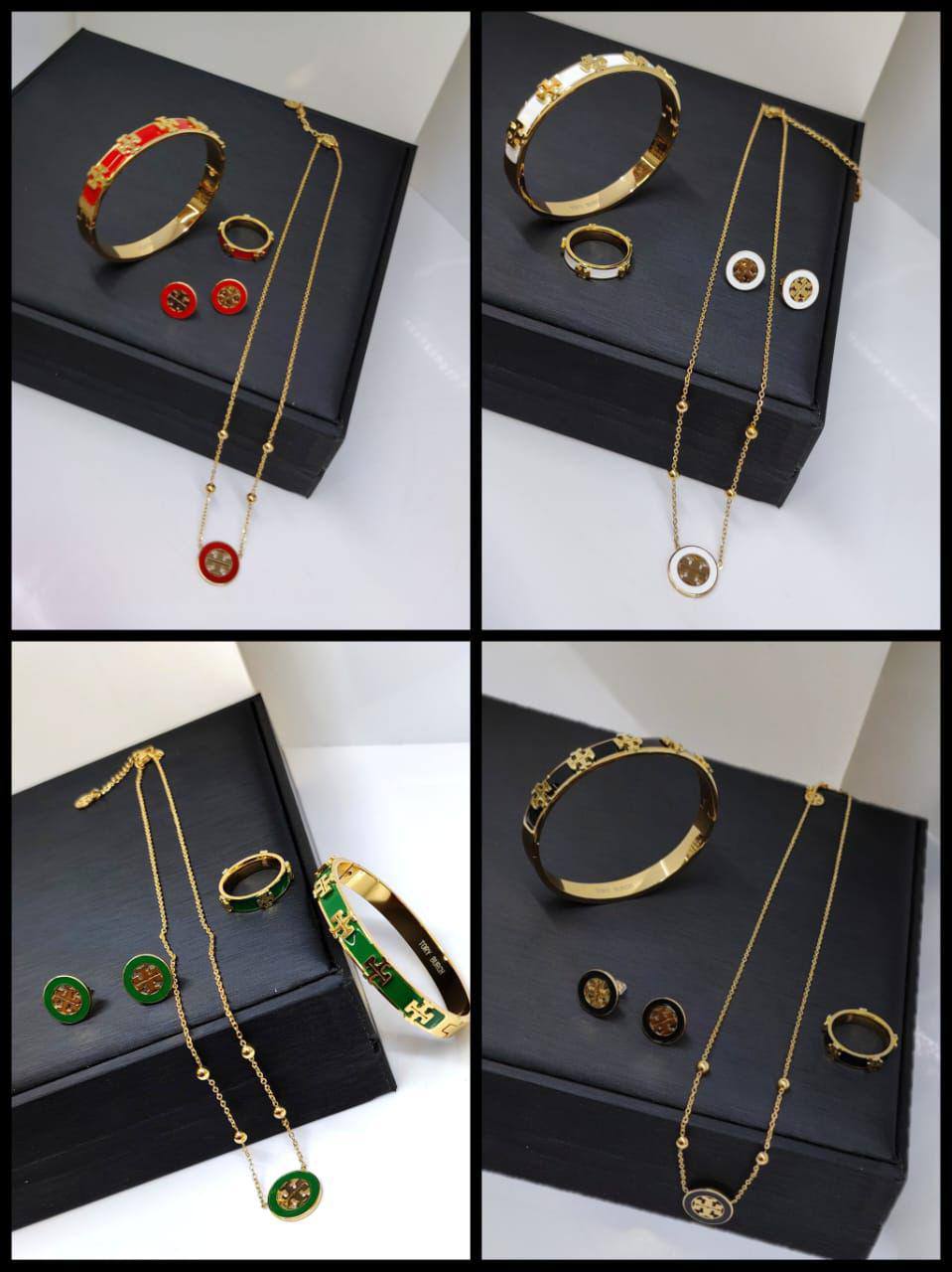 Stainless steel SET 💯*
Necklace ❤️‍🩹
Earring 🍁
Breslat ❣️
Ring free size 
With normal boxes 📦 
And paper bag 🛍️
45 dhs🇦🇪

Zain216
♥️♥️♥️
