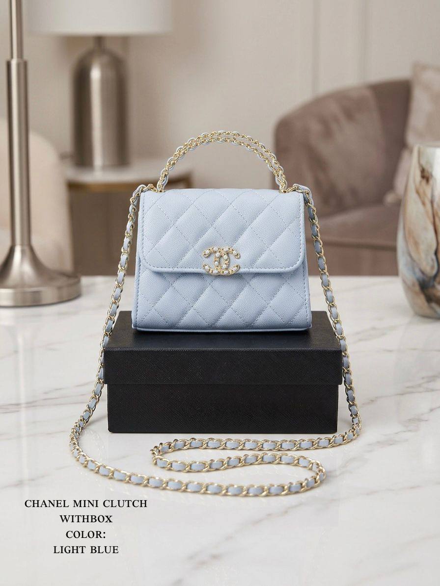 Chanel ᴍɪɴɪ ᴄʟᴜᴛᴄʜ ʙᴀɢ
ᴛᴏᴘ ʜᴀɴᴅʟᴇ ɢᴏʟᴅᴄʜᴀɪɴ
ᴡɪᴛʜʙᴏx
ϙᴜᴀʟɪᴛʏ: ᴄᴀᴠɪᴀʀ
sɪᴢᴇ:𝟏𝟓ᴄᴍ
95 dhs💓

Zain56
♥️♥️♥️