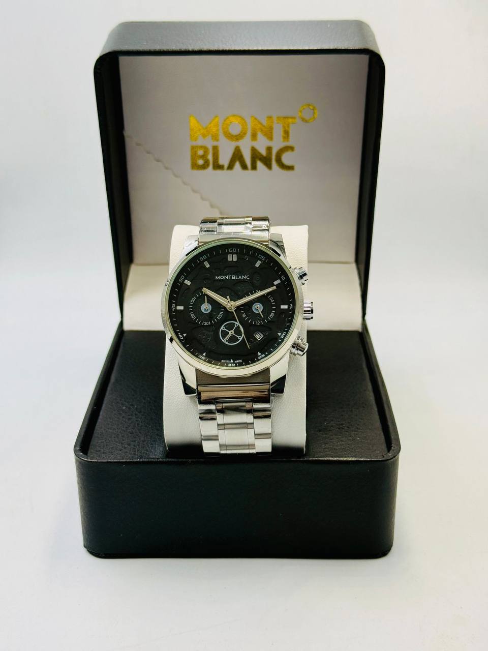Mont blanc Men
*Chronograph working*🔥
*Offer price 
65 dhs🪙💕

Zain08
♥️♥️♥️