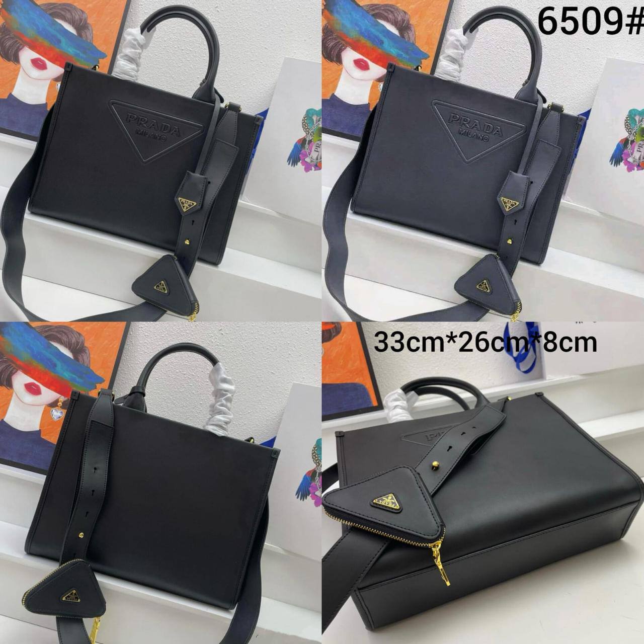 PRADA NEW CAME 
GOOD QUALITY 
100 dhs🇦🇪🇦🇪
SIZE: 33cm

Zain295
♥️♥️♥️