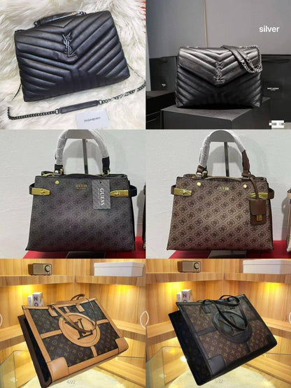 YSL / Guess / LV
Size: 45 ~ 25  cm

85 dhs🪙🌺
（YSL design with box 🎁）

Zain115
♥️♥️♥️