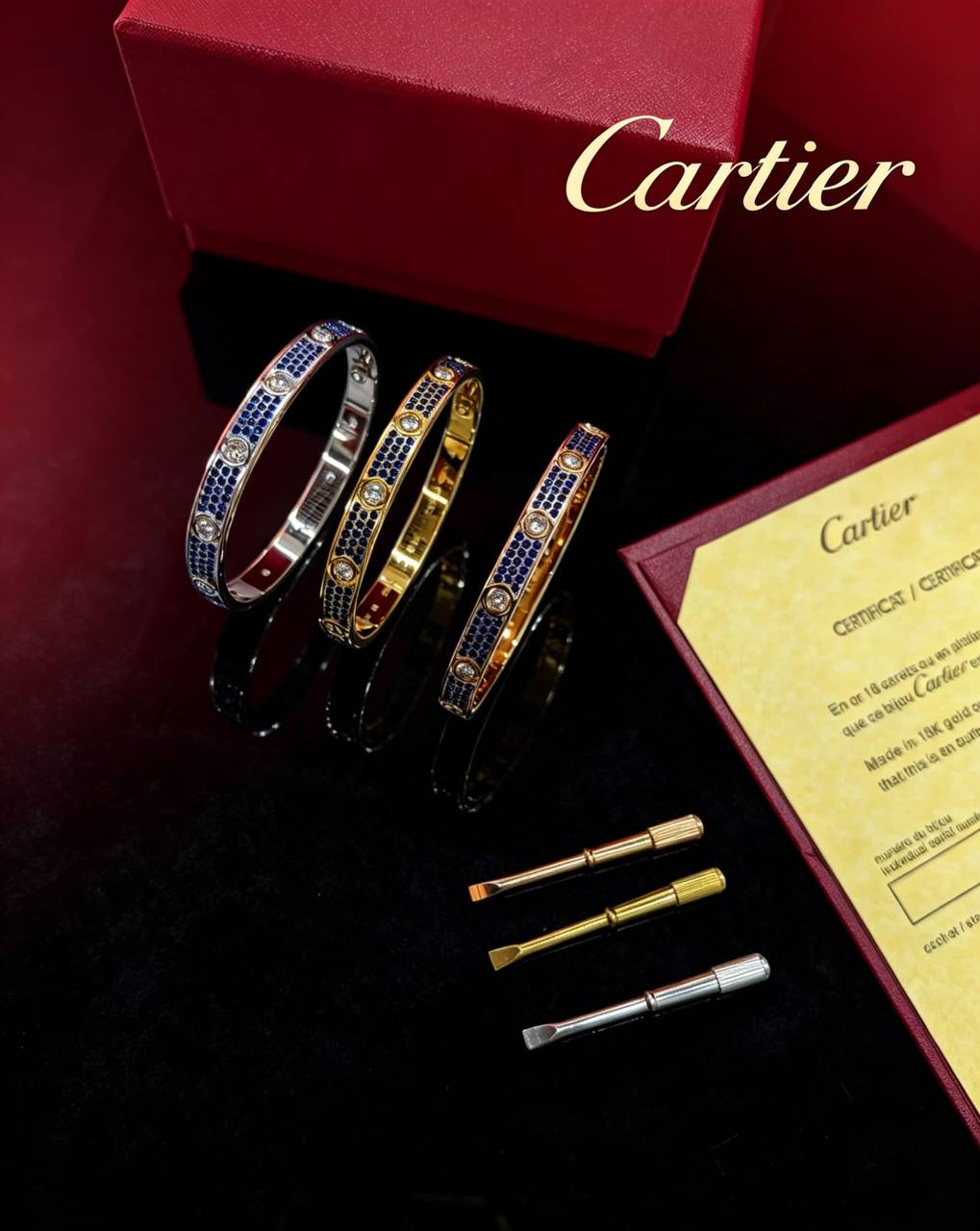 Cartier 
Bangle ✨
Master quality 💯
Size available 👇
16,17,18,19
With normal boxes 📦 
90 dhs🇦🇪🇦🇪

With master box 🗃️ 
140 dhs🇦🇪🇦🇪

Zain216
♥️♥️♥️
