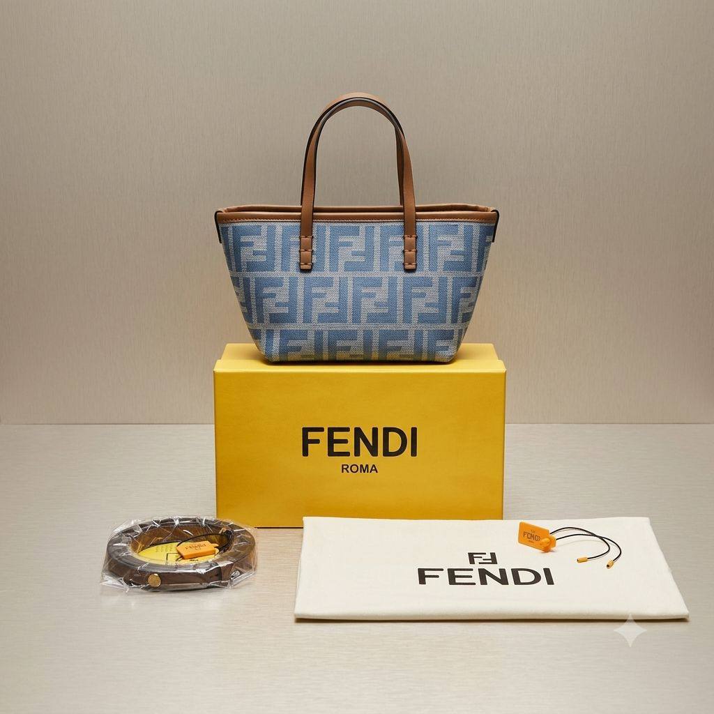 FENDI Mini Roll Bag
crafted from blue denim
jacquard fabric
brown leather handle
With BOX
🎁🎁🎁
Size: 20 cm
80 dhs✅

Zain239
♥️♥️♥️