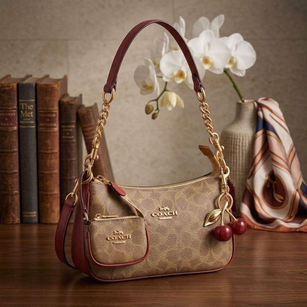 COACH Teri in Cherry Charms
In signature Canvas
Gold and silver hardware
Size : 24 cm
With BOX

With CHERRY 
95 dhs💓

COACH with Small Bag
95 dhs💓

Zain239
♥️♥️♥️