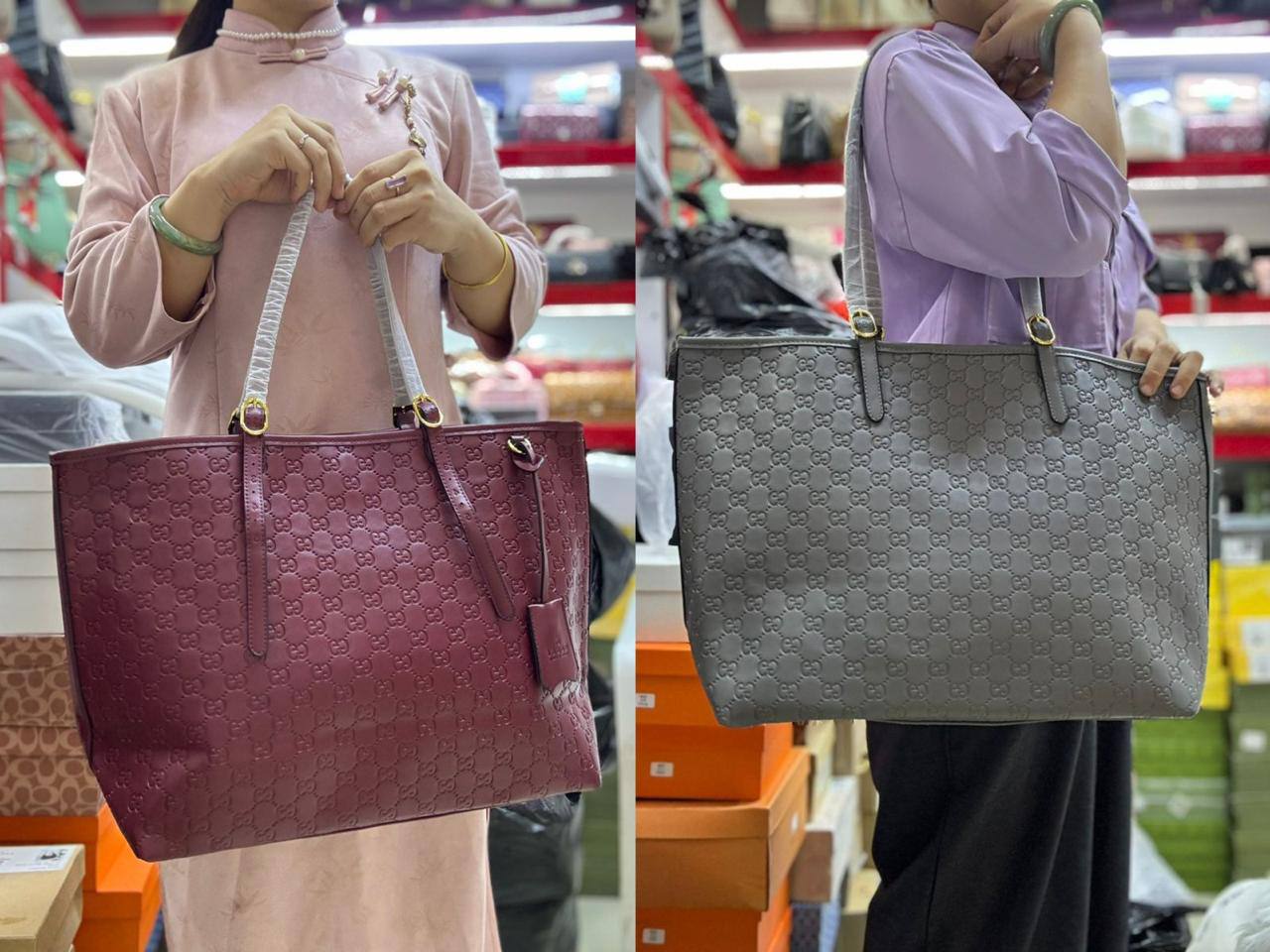 💗 Gucci tote
1⃣️ First quality 
Size: 51 * 32  cm
90 dhs🌺

Zain115
♥️♥️♥️